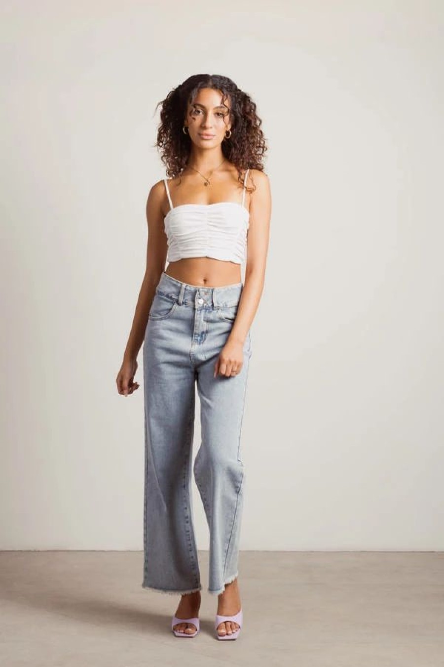 * Tobi Countless Memories Ivory Ruched Crop Tank Top | Crop Tops