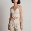 * Tobi Just Relax Cream Ribbed Ruched Crop Tank | Crop Tops