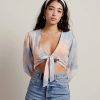 * Tobi Lanii Peach Blue Tie-Dye Tie-Front Crop Top | Crop Tops