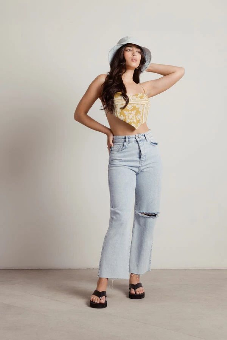 * Tobi Scarf It Up Yellow Bandana Handkerchief Crop Top | Crop Tops