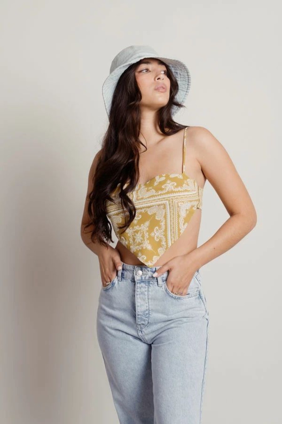 * Tobi Scarf It Up Yellow Bandana Handkerchief Crop Top | Crop Tops