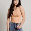 * Tobi Never Boring Faded Rust Exposed Stitch Crop Tank | Crop Tops