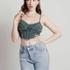 * Tobi Never Let Me Go Green Exposed Stitch Bustier Crop Top | Crop Tops