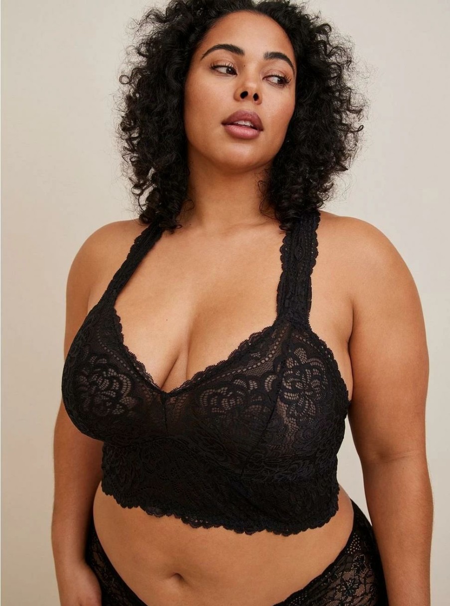 * Torrid Unlined Lace Solid Racerback Bralette | Bras