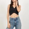 * Tobi Fold Down Black Crop Top | Crop Tops