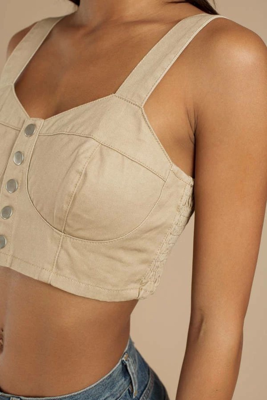 * Tobi Twin The Label Vital Khaki Bustier Crop Top | Crop Tops