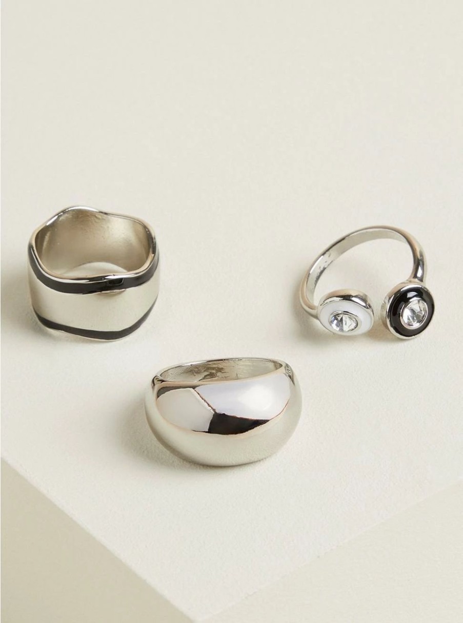 * Null Stone And Enamel Ring Set | Jewelry