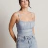 * Tobi Believe Me Light Blue Mesh Ruched Cami Bodysuit | Mesh Tops