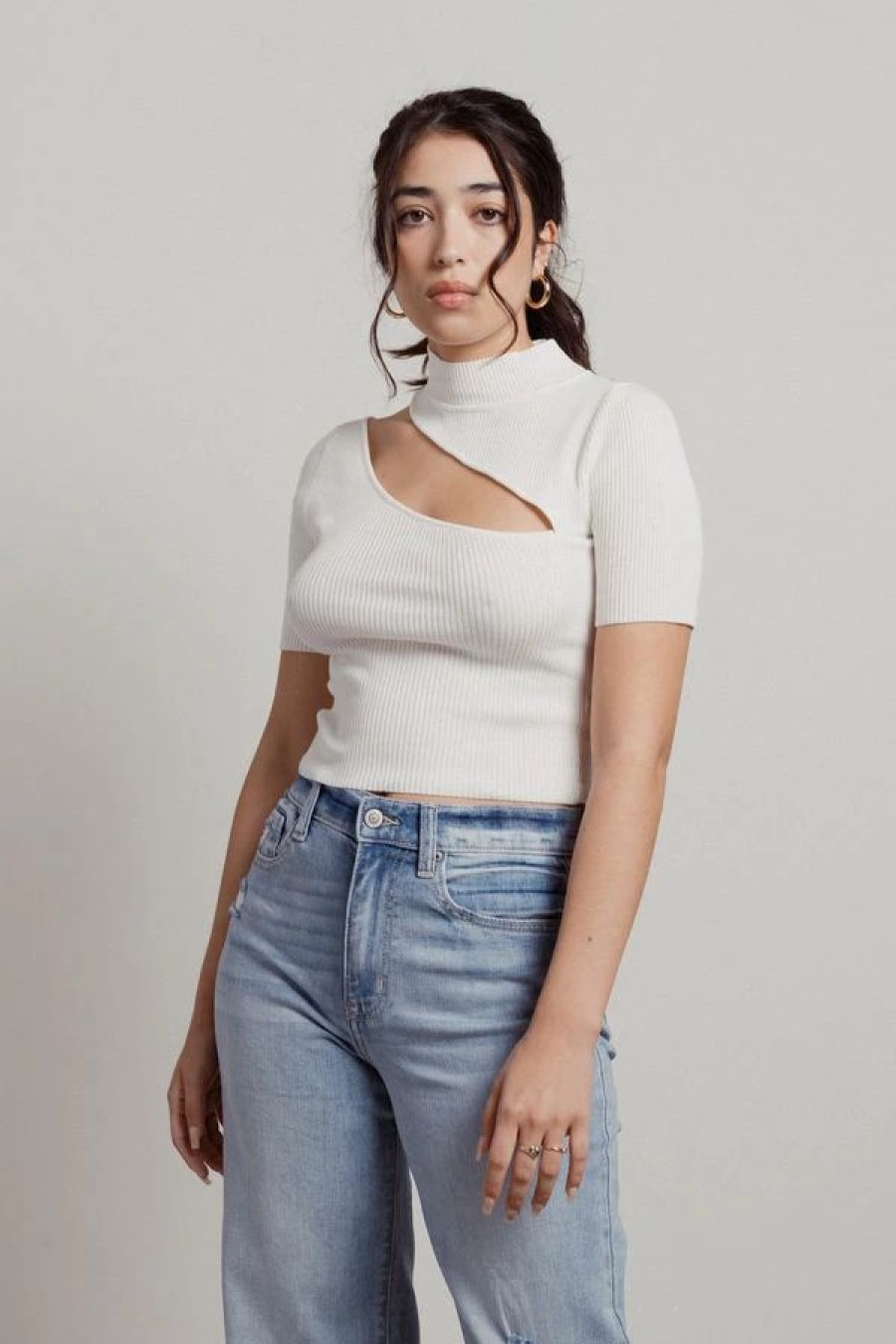 * Tobi Alyah White Cutout Knit Crop Top | Crop Tops