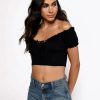 * Tobi Delena Black Off Shoulder Crop Top | Crop Tops