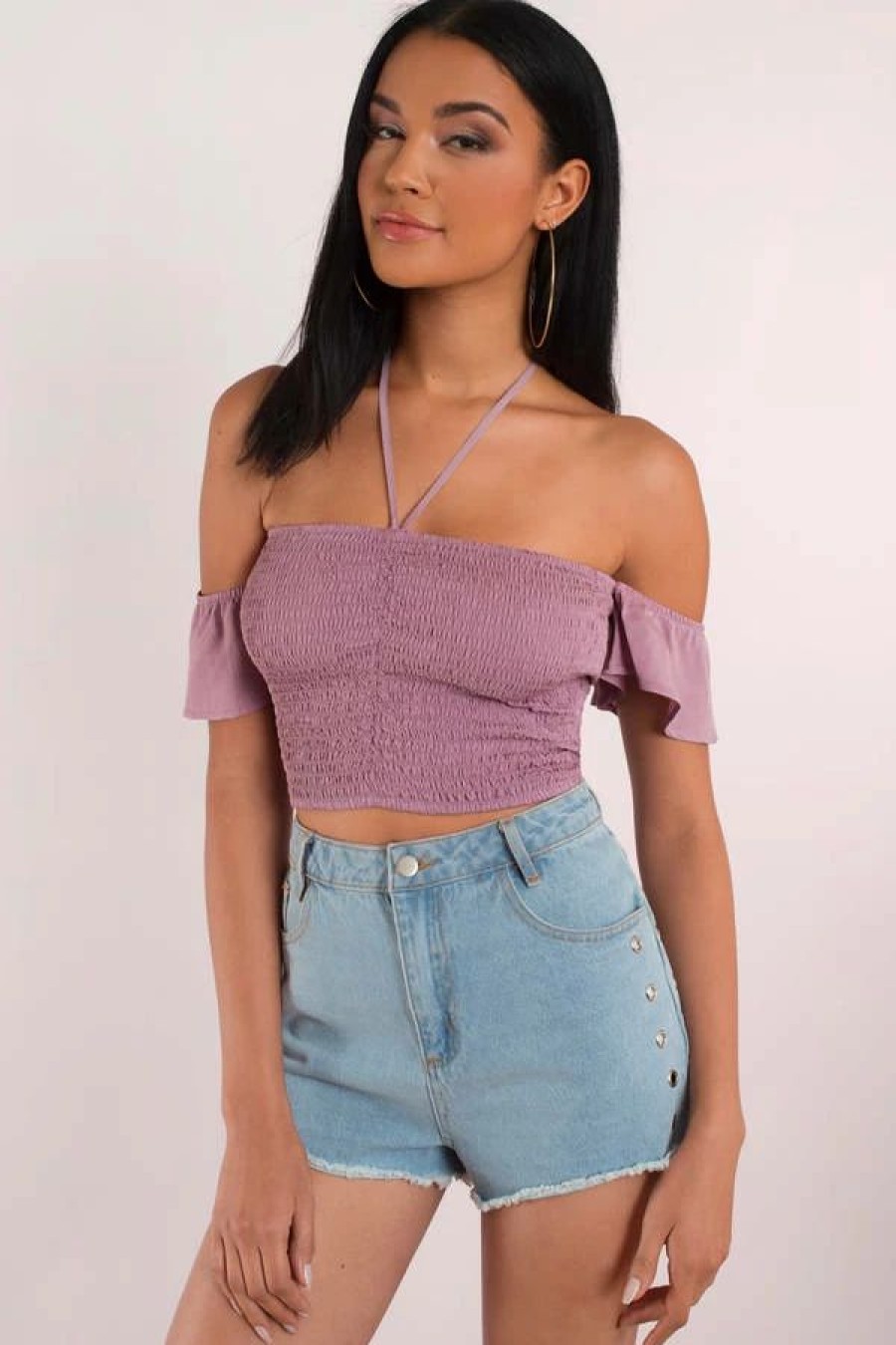 * Tobi Loves Me Better Lilac Off Shoulder Crop Top | Crop Tops