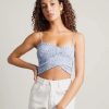 * Tobi Rosaline Light Blue Floral Smocked Crop Top | Crop Tops