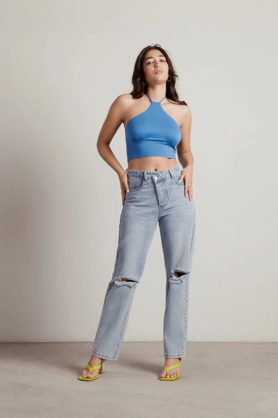 * Tobi Get Your Way Blue Halter Crop Top | Crop Tops